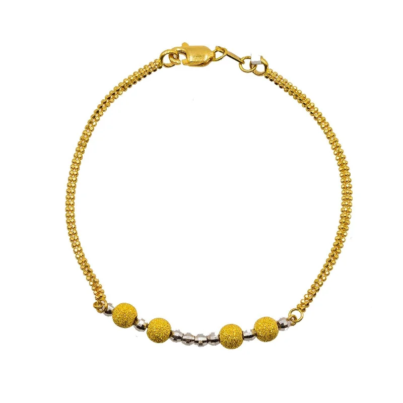 Women's investment bangles-22K Multi Tone Gold Bracelet W/ Yellow Gold Glass Blast Beads