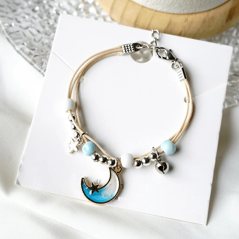 Women's adjustable bangles-Children's 'Shades of Blue Moon' Wish Bracelet / Friendship Bracelet