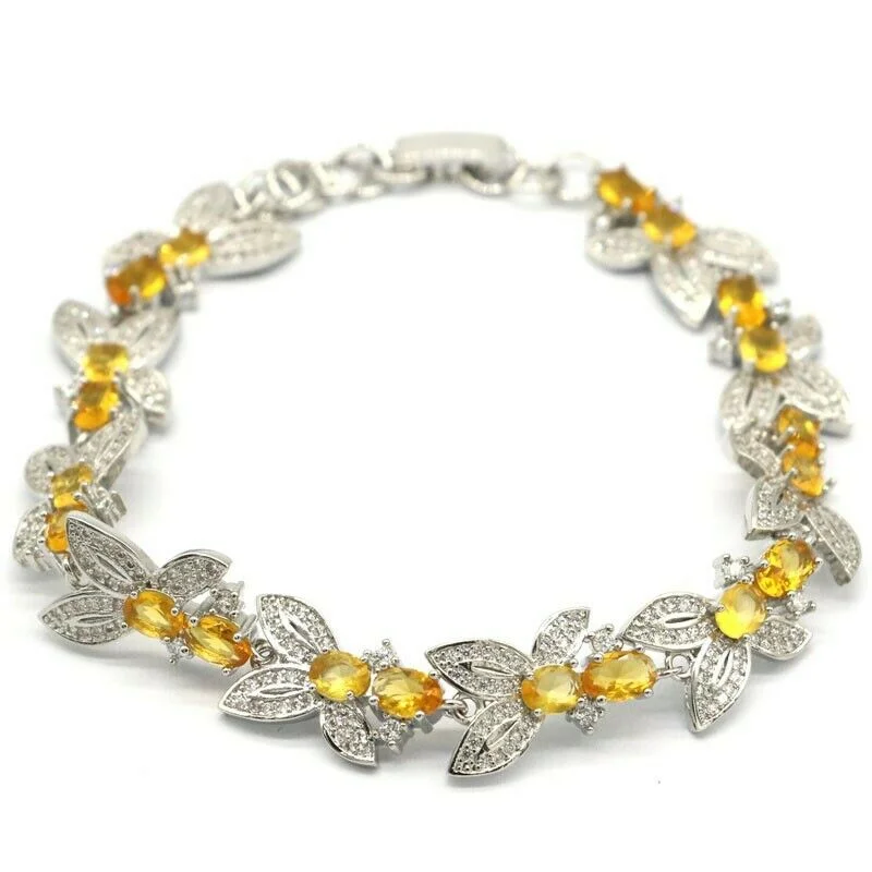 Women's symbolic bangles-Golden Citrine Micro-Pave Zircon Tennis Bracelet